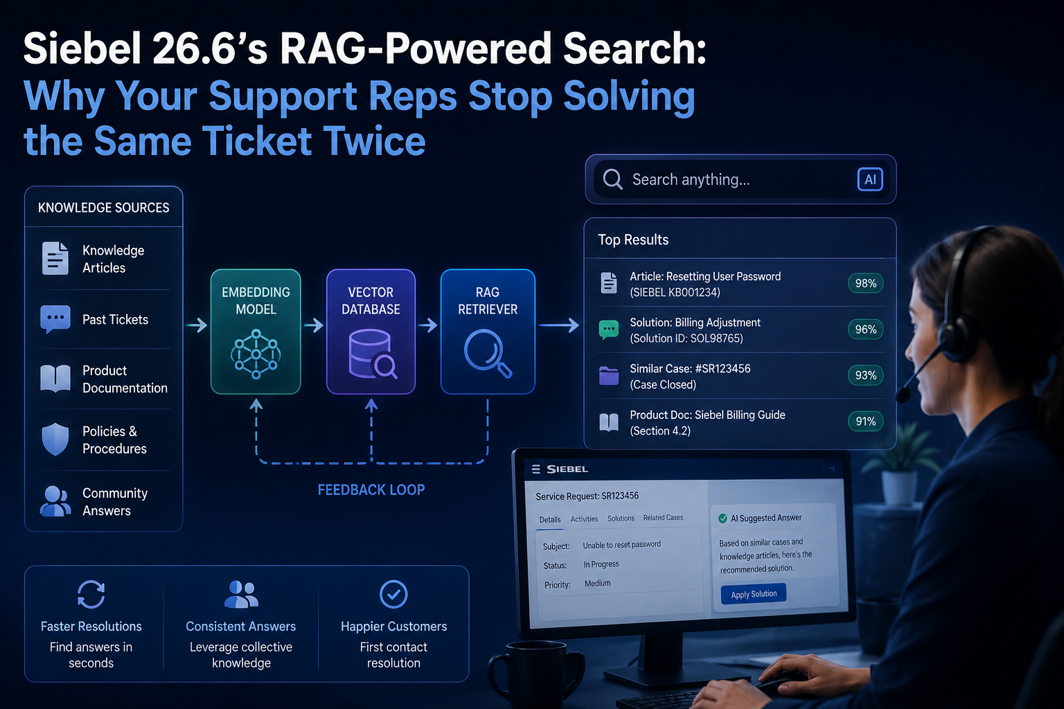 Siebel 26.6’s RAG-Powered Search: Why Your Support Reps Stop Solving the Same Ticket Twice
